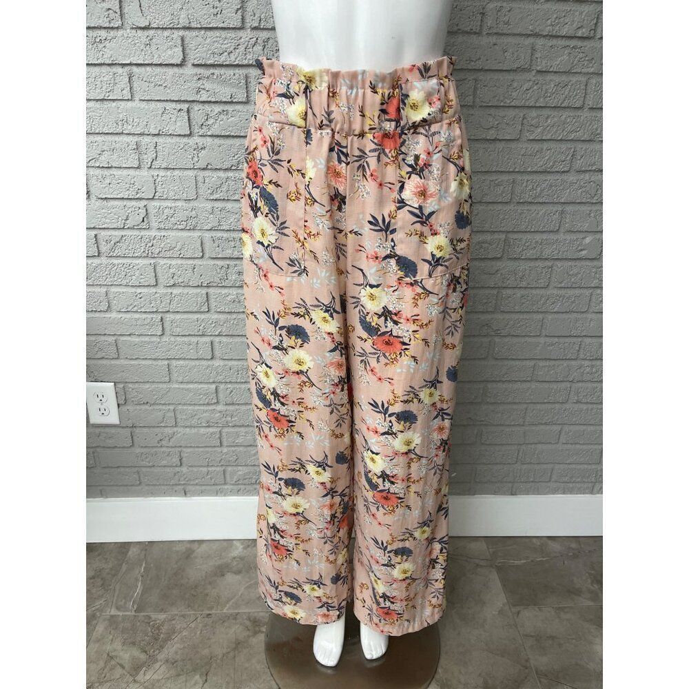 Maze Women Floral Multicolored Wide Leg Paper Bag Pant Size M
